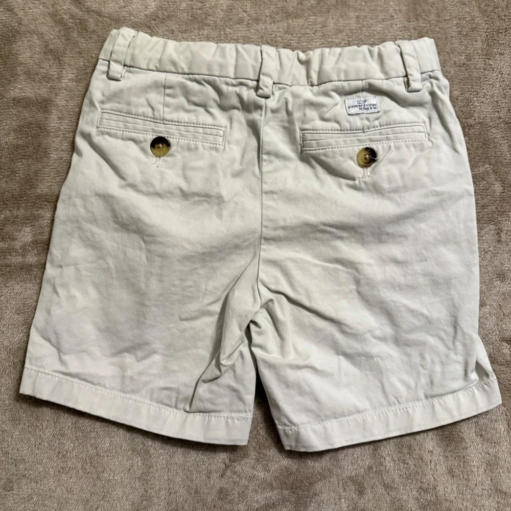 Vineyard Vines Boys Khaki Chino Shorts Size 6 Stone Flat Front